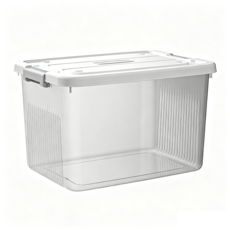 E-YAYUN verdikte transparante kunststof opbergdozen, set van 4, 39,1 x 29,2 x 21,6 cm (NO.8864*4)