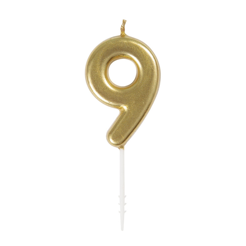 Unique Mini Number 9 Pick Candle, Gold