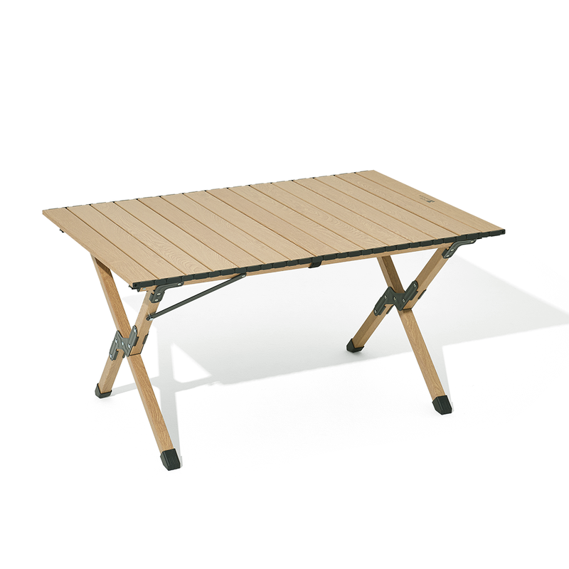 Mobi Garden, Portable Folding Roll-Up Aluminum Alloy Table for Camping and Home Use, Medium Size, Natural Wood Color, Multi-Layer Reinforced Construction, Detachable Folding Structure for Easy Transport, Ultralight, High-Duty Load Capacity
