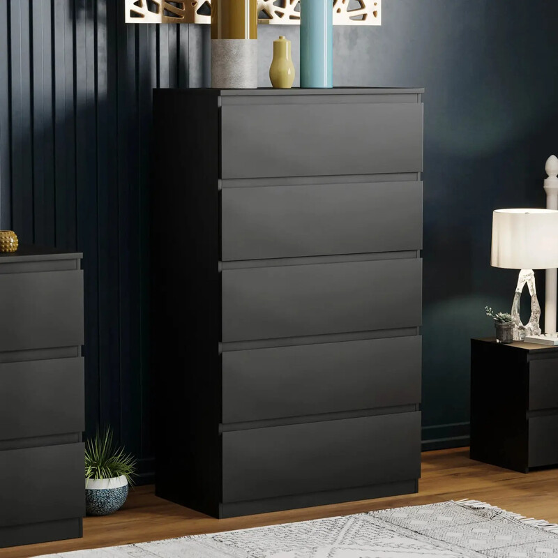 Vida Designs Drawer Chest Denver 5 Drawer Black