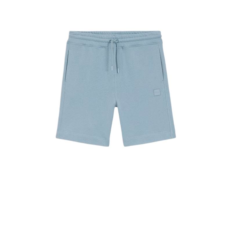 Boss Boss Cotton-Terry Shorts With Logo Patch - Light/Pastel Blue