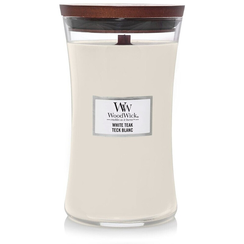 Yankee Candle WoodWick Duftkerze im Design 'White Teak Large Hourglass' für langanhaltende Aromatherapie