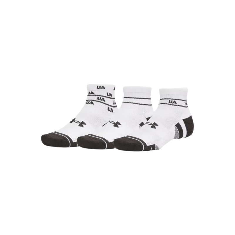 Under Armour Unisex White Performance Tech 3-Pack Quarter Socks