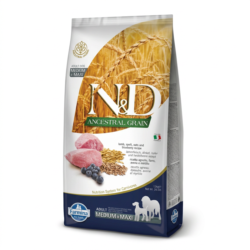 Farmina N&D Ancestral Grain droogvoer voor volwassen middelgrote en grote honden met lam 12 kg