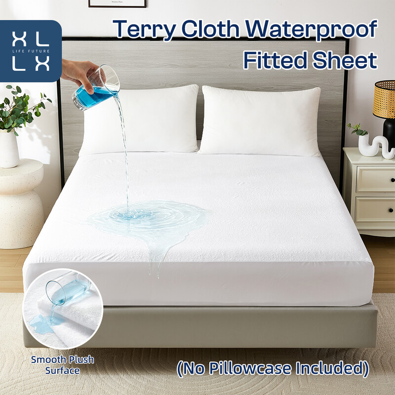 XLLX Wasserdichter Bettwäsche-Matratzenschoner, Atmungsaktiv, Matratzentopper, 30 cm extra tiefes Spannbettlaken, Rundum elastisch, 100 % Polyester (Weiß, 150 x 200 cm)