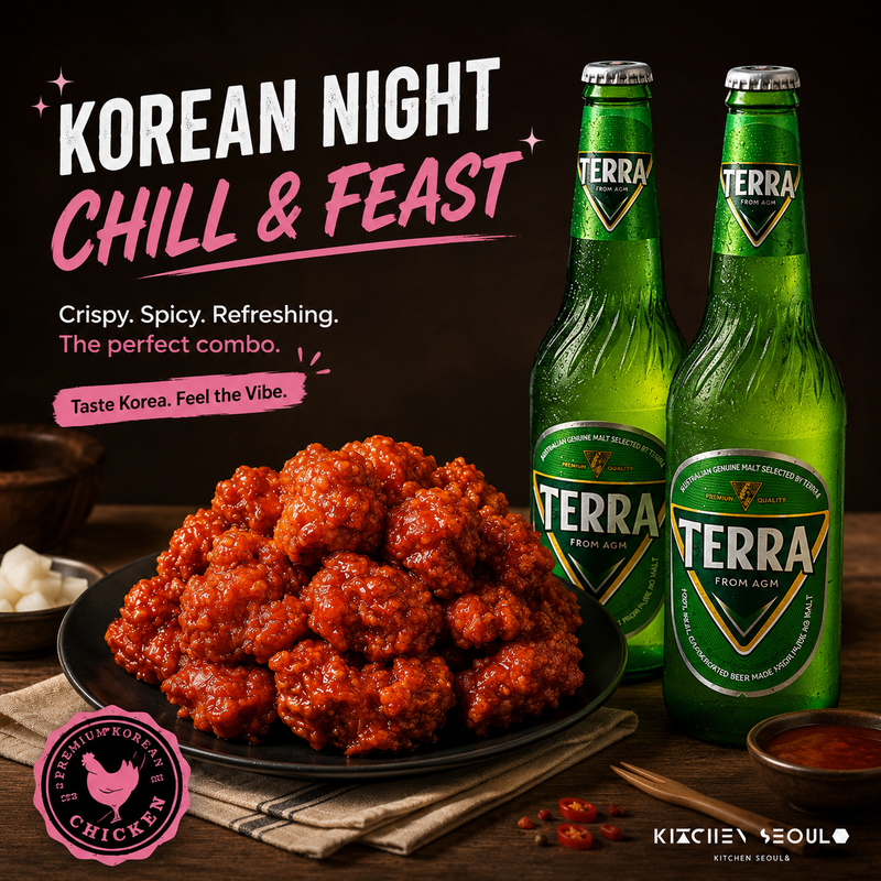 Korean Fried Chicken 250g & Hite Jinro Terra Beer 2 Bottles