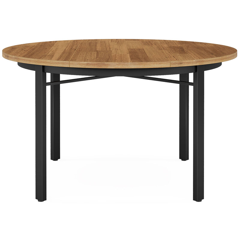 LANTINE ronde eettafel voor 4-6 personen, 118,5 cm, keukenmeubel eetkamertafel met massieve metalen tafelpoten, ronde eettafel voor eetkamer en keuken, zonder stoelen