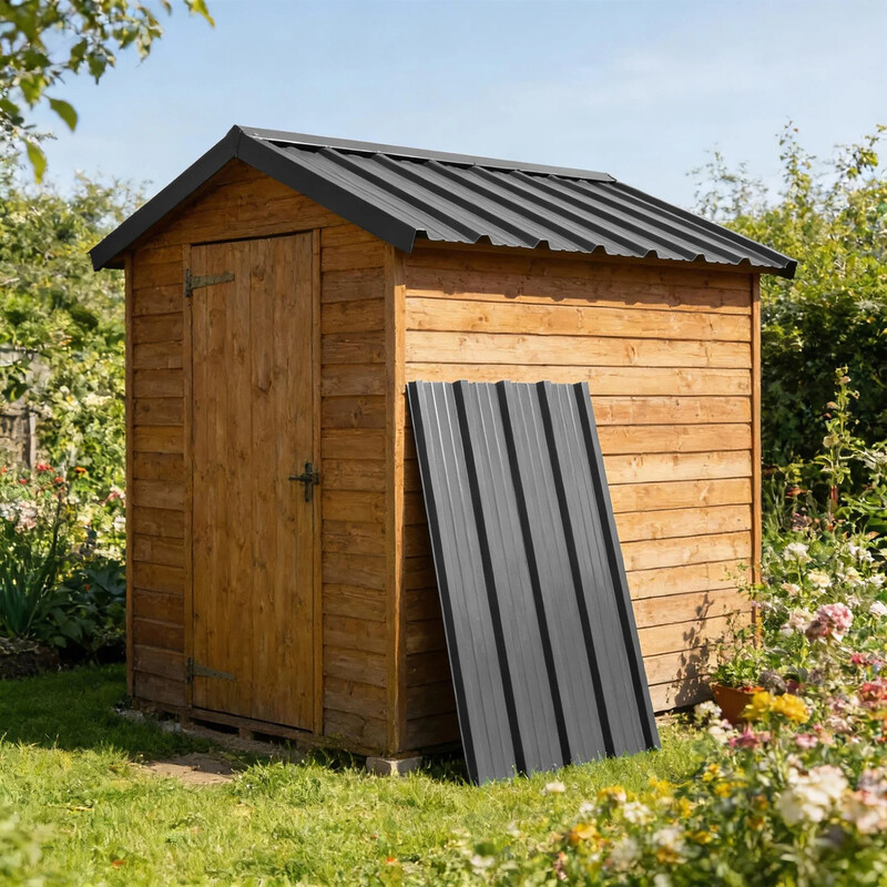 Harbour Housewares Anthracite Corrugated Metal Roofing Sheets 110 x 46cm 14 Pack for Sheds and Outbuildings - Image 3
