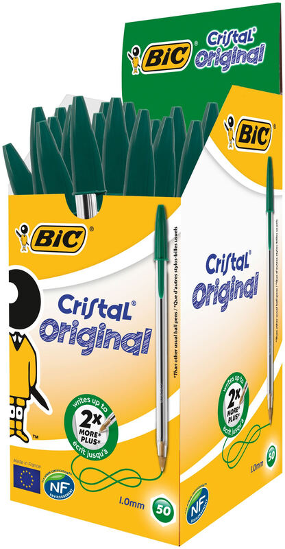 Cristal Original Medium Ballpoint Pen Green， Pack of 50