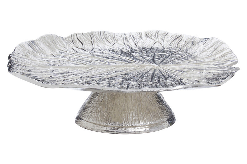 Salma Silver Finish Lotus Leaf Cake Stand