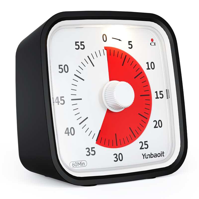 Visual Timer with Silicone Case, Silent 60-Minute Countdown Timer for Kids and Adults