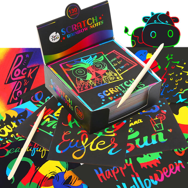Scratch Art Notes Set-Rainbow Holographic