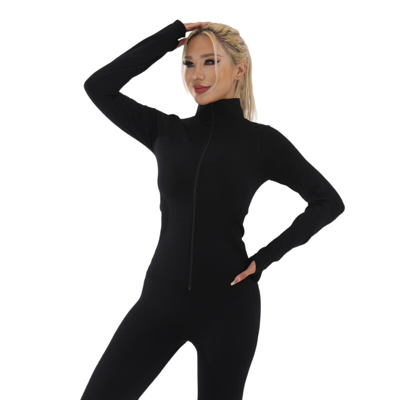 Women's sportswear (zipper long sleeve) Black XL size