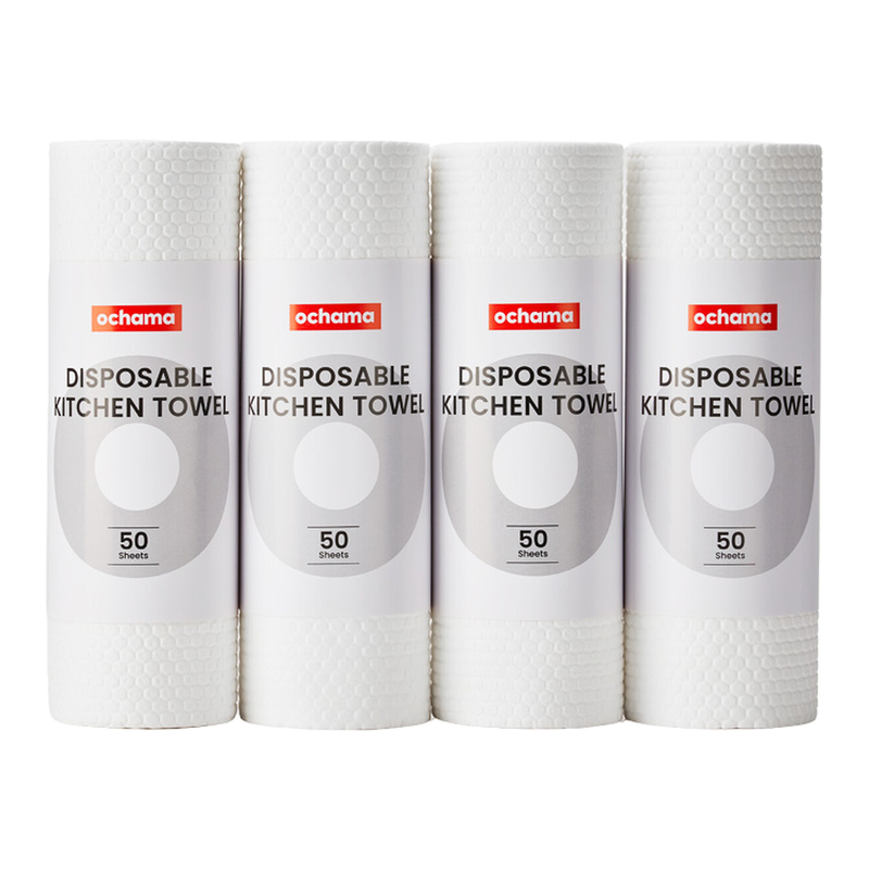 ochama herbruikbare keukendoeken, 200 vellen (50 vellen × 4 rollen), eenmalig keukenpapier, zeer water- en olieabsorberend, herbruikbaar, verdikt, nat en droog te gebruiken, groot formaat met hoog gewicht per m²