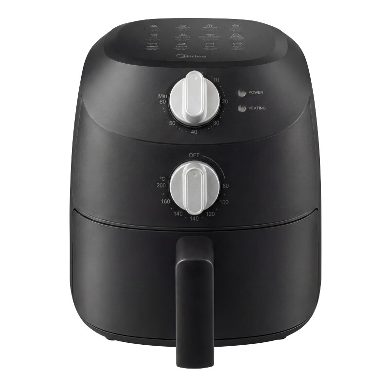 Midea 2 L airfryer, 1150 W vermogen, compact ontwerp, olievrije gezonde friteuse, eenvoudig te reinigen, vaatwasmachinebestendig, antiaanbakmand, 60 min timer, zwart