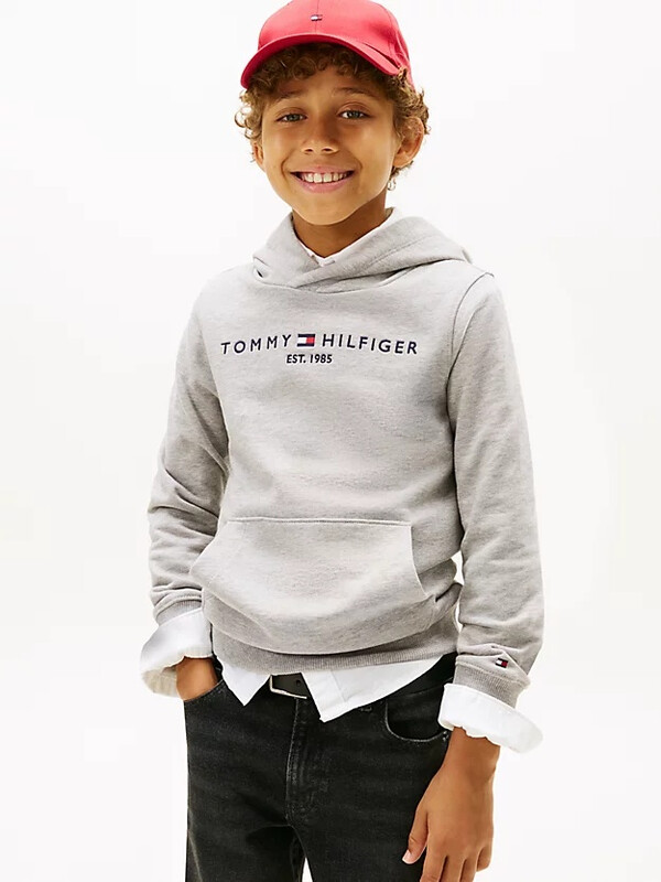 Tommy Hilfiger essentiële capuchontrui kinderen geslacht neutraal lichtgrijs melange 92