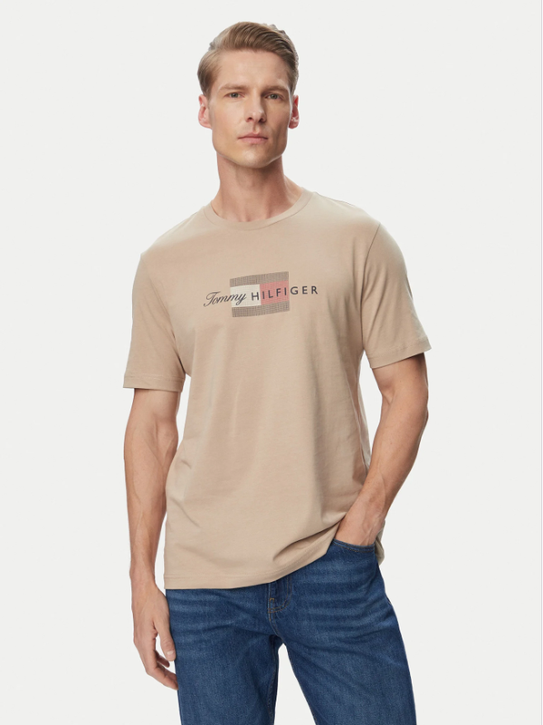 Tommy Hilfiger MSW Flag Graphic Jersey T-Shirt - Batique Khaki