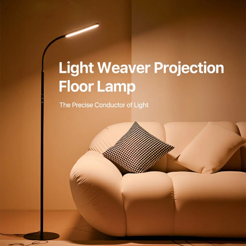 Huacan LED Floor Lamp – 180cm, 14W, 3 Color Temperatures (3000K/4000K/6000K), Remote Control, ABS & Iron, Black