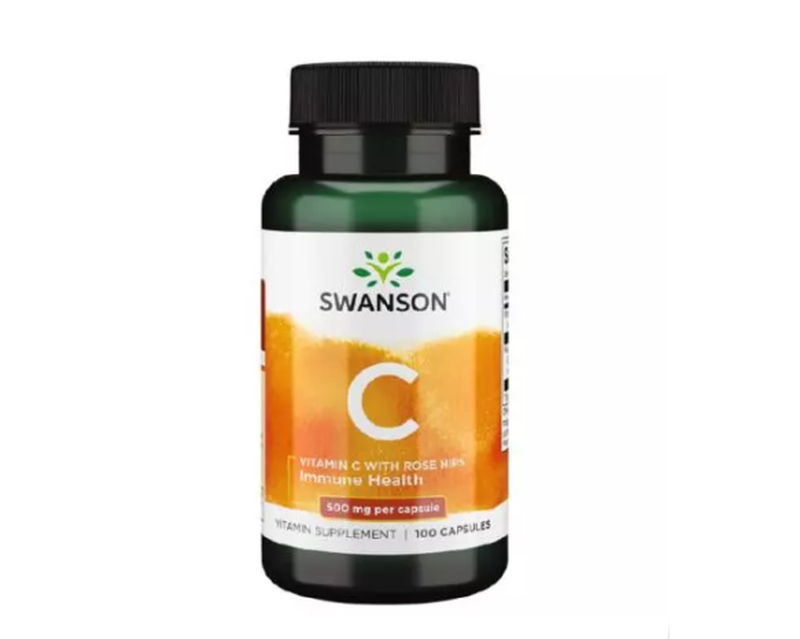 Swanson Vitamin C + Rose Hips Immune 500Mg Capsules - 100 Capsules
