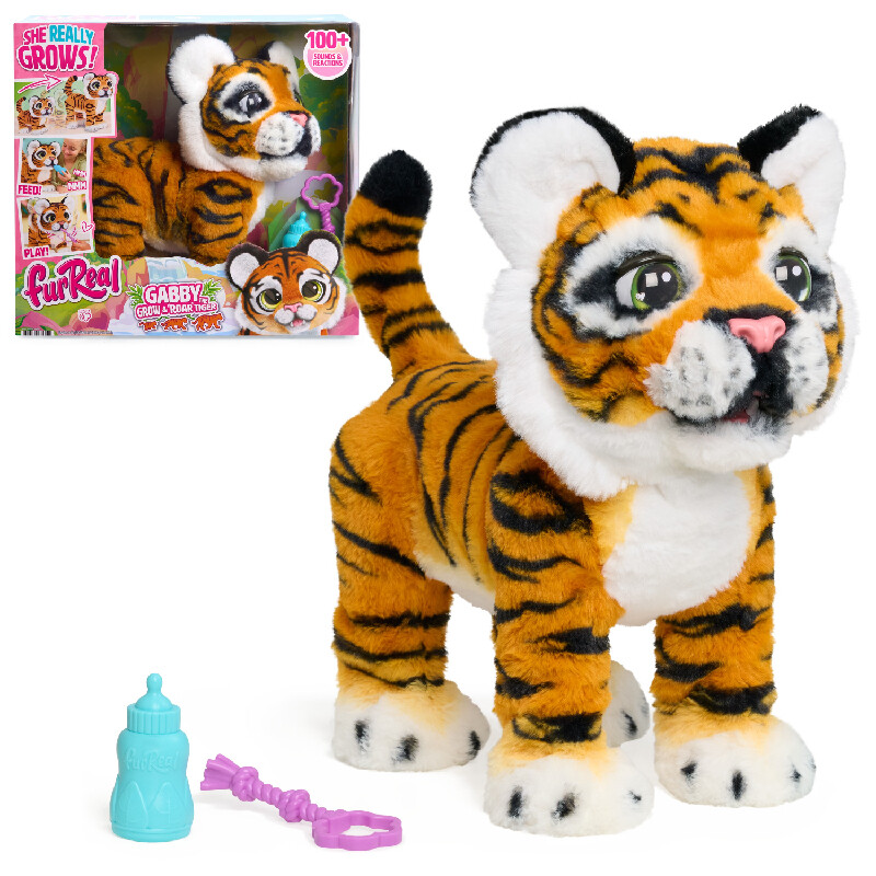 furReal Interactive Soft Toy: Gabby the Grow and Roar Tiger Cub, Animated Plush with Realistic Sounds & Movements for Kids