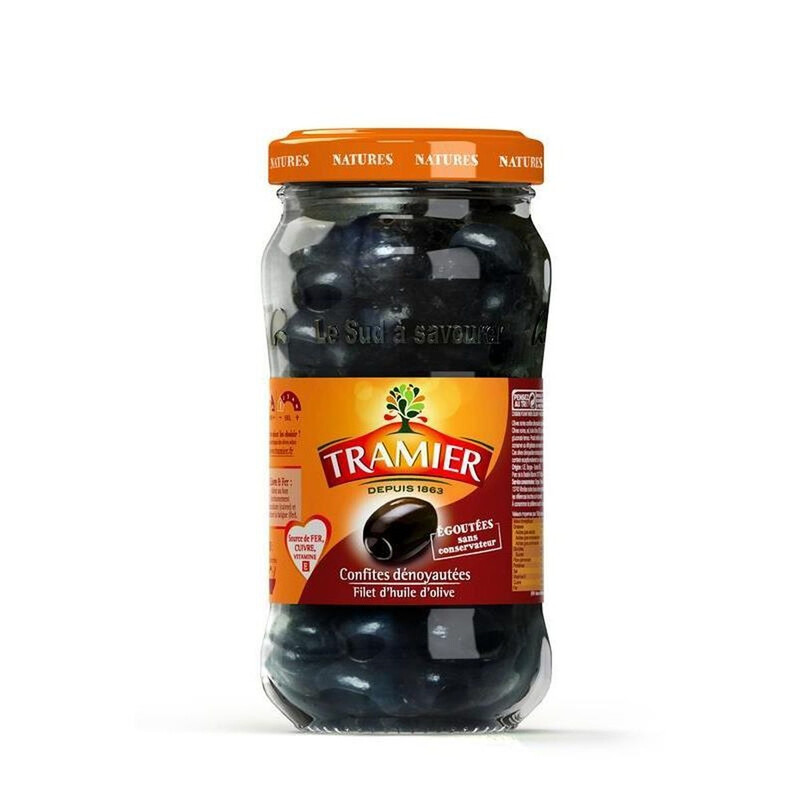 Olives Noires Confites Dénoyautées Tramier Le Bocal De 150 G
