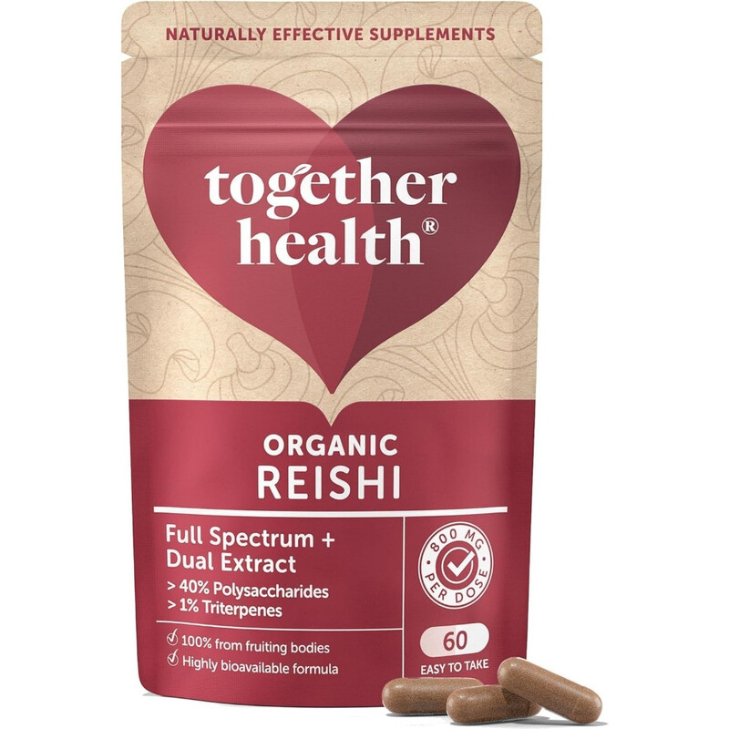 Together Health Grain Organic Reishi 800Mg Dual Extract Fruiting Bodies Daily Wellness Support Capsules - 60 Capsules