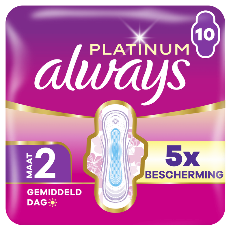 Always Platinum Medium Dag (Maat 2) Enkele Verpakking, 10 stuks