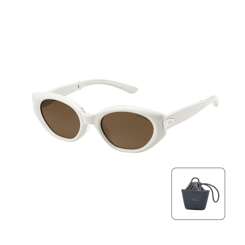 Beneunder Faltbare Cat-Eye-Sonnenbrille FD01j – Silberfarbender Rahmen + braune Gläser – F (Einheitsgröße)