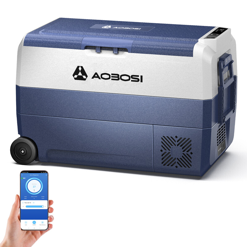 AAOBOSI 50L Compressor Cool Box with APP Control, Portable Car Refrigerator, 12/24V DC & 100-240V AC, -20°C to 20°C Electric Cool Box for Car, Truck, Motorhome, Boat, Camping and Travel