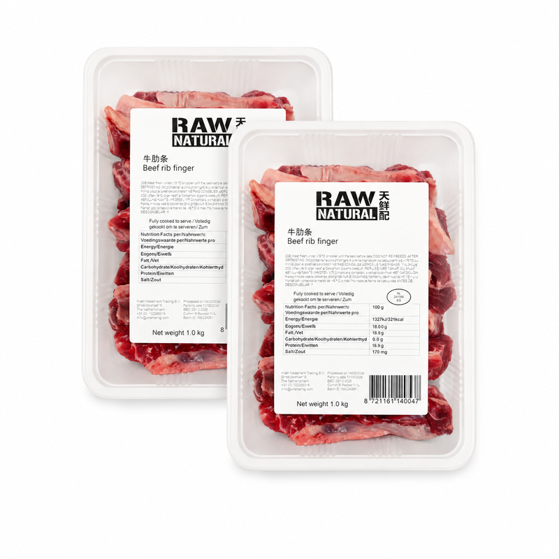 Rauw natuurlijk rundvlees rib finger – 2 x 1 kg
