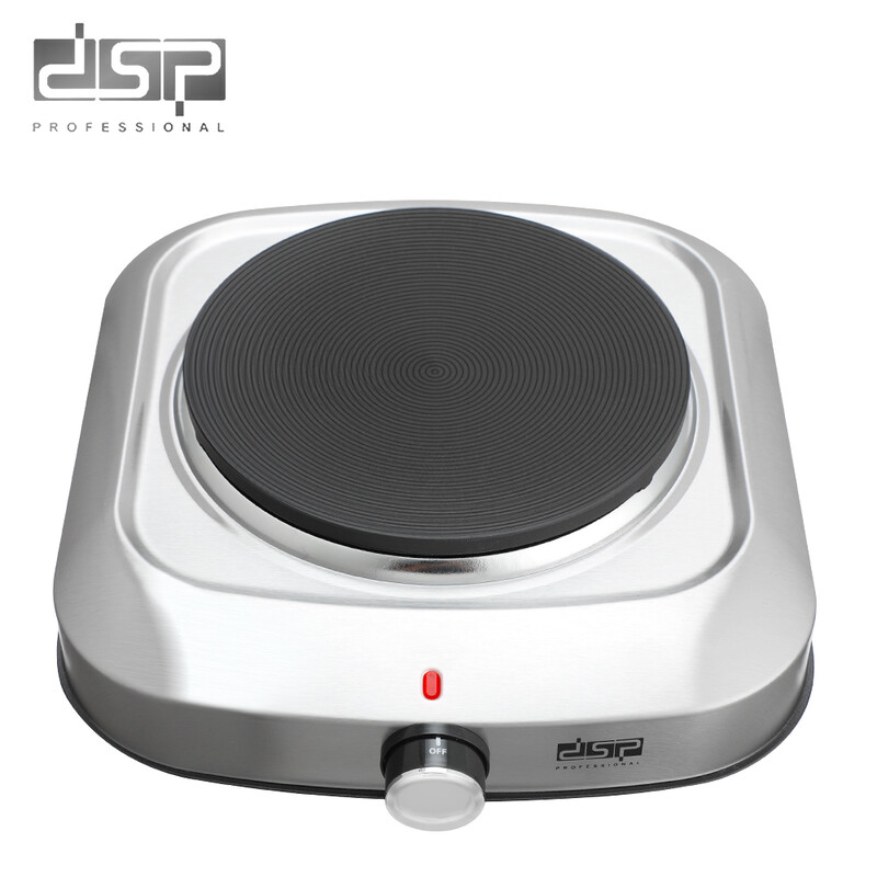 DSP Professionele elektrische enkele kookplaat, 1500 W draagbare kookplaat voor op het aanrecht met instelbare temperatuur, roestvrijstalen kookplaat voor koken, zilvergrijs (Model KD4056)