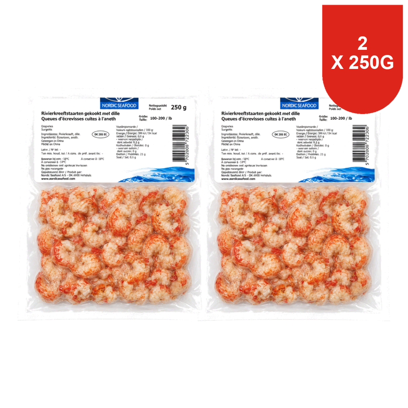 Rivierkreeft staartvlees gekookt 250 g x 2