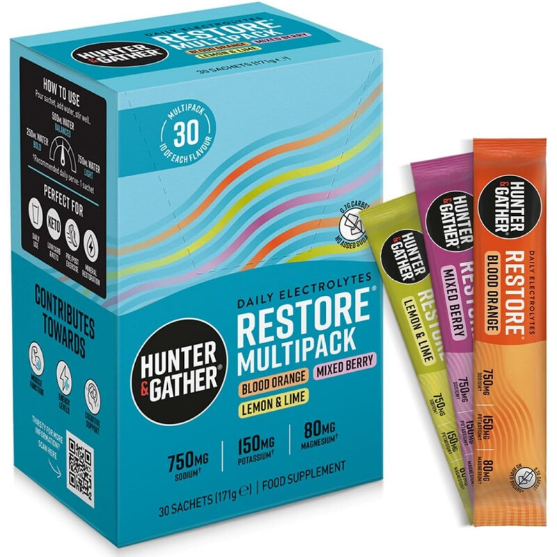 Hunter & Gather Restore Electrolytes Variety Box Hydration Support Sachets - 30 Sachets