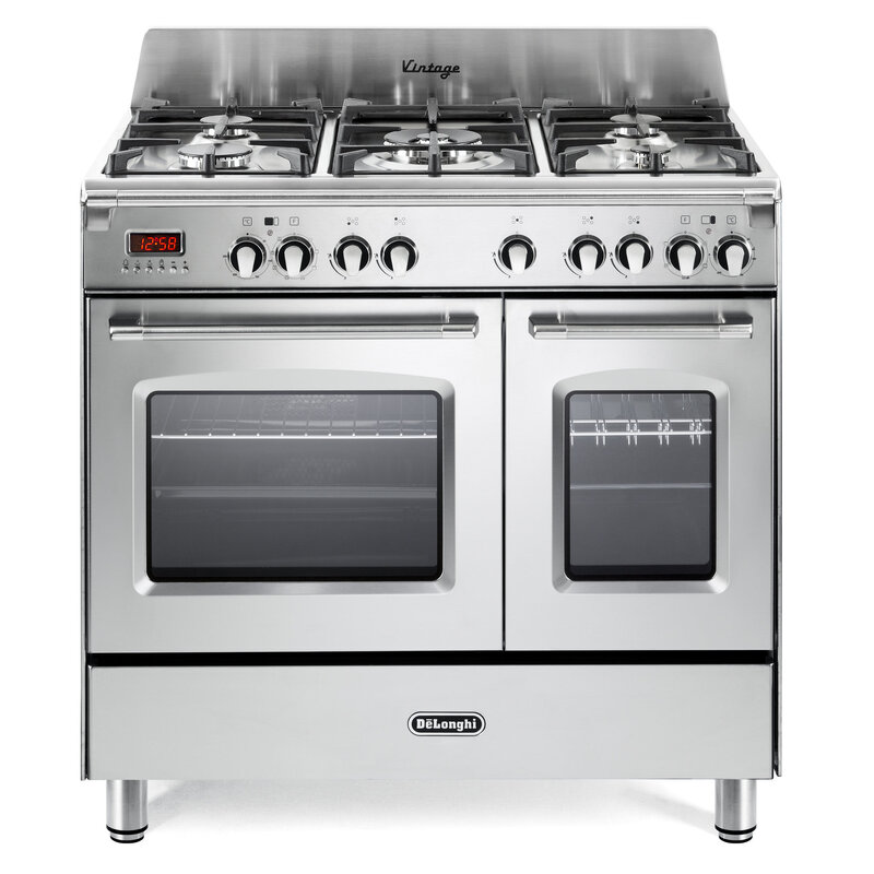 DeLonghi DVTR906-DF/SS 90cm Dual Fuel Range Cooker, Stainless Steel, A Rated