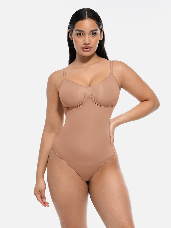 Tummy Control Seamless Lightweight Thong Bodysuit shapewear for Ladies 5XL Skin, Vale