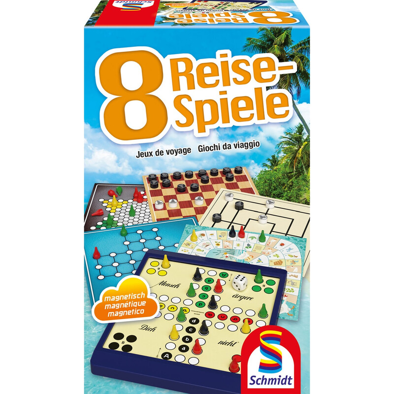Schmidt® Spiele 49102 Familienspiele 8 Reise-Spiele, magnetisch ab 6 Jahre