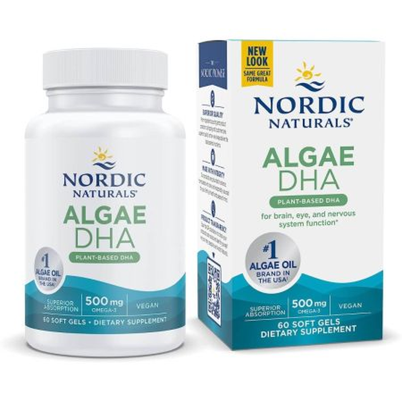 Nordic Naturals Algae Dha Omega-3 Brain Support Vegan 500Mg Softgels - 60 Softgels