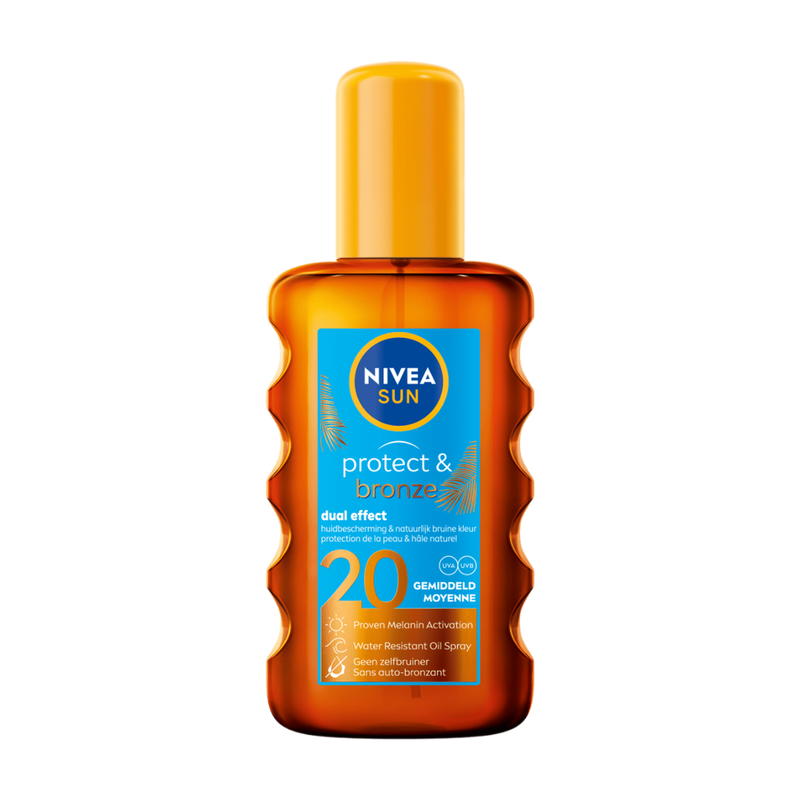 NIVEA SUN Protect & Bronze Zonnebrand Olie Spray SPF 20 - Zonnespray - Waterproof - Zonneolie Met pro-melanine extract - 200 ml