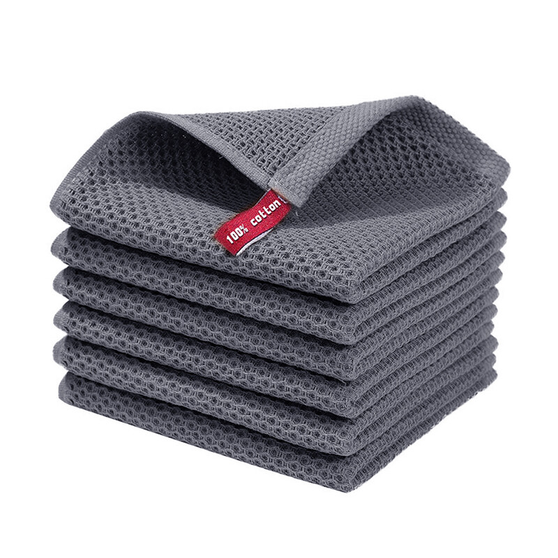 JORDAN&JUDY 6-pack keukendoeken met honingraat, grijs, textuurrijk en absorberend, eenvoudig te reinigen, 30 x 30 cm