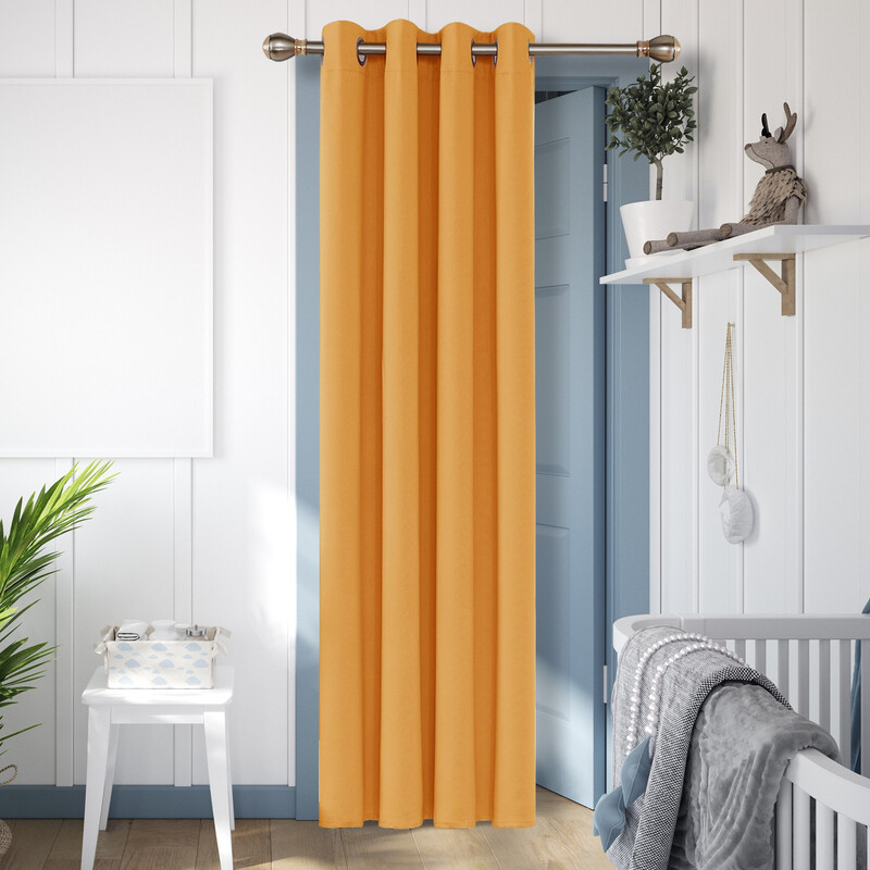 Blackout Plain Fabric 8 White Grommet No Tie Curtain， 1Pcs W132xL160 Orange