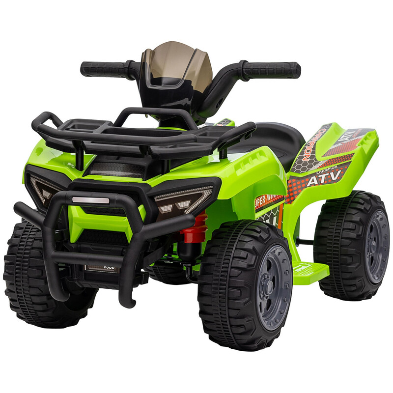 Homcom Green 370-189V70gn 6V Kids Electric Ride On Car Toddlers Quad Bike All Terrain Vehicle Toy With Music For 18-36 Months