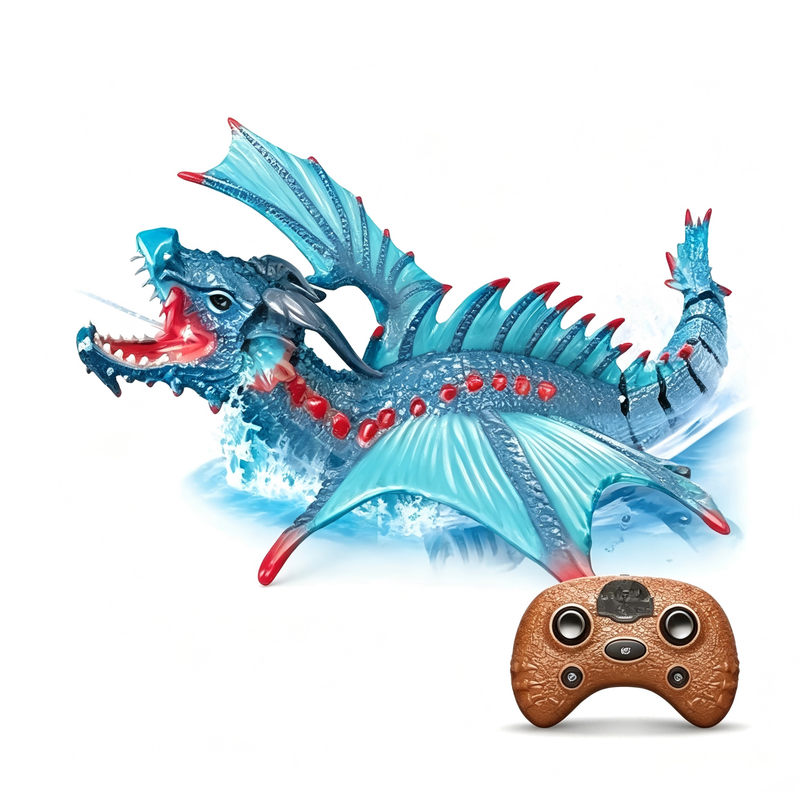 Op Afstand Bestuurbare Zwemrende Dinosaurus voor Kinderen - Interactieve Lichtgevende Ogen, 360 Rotatie, Watersproeier, Vooruit/Achteruit/Draaien, One-Touch Demodemo, DIY Montage
