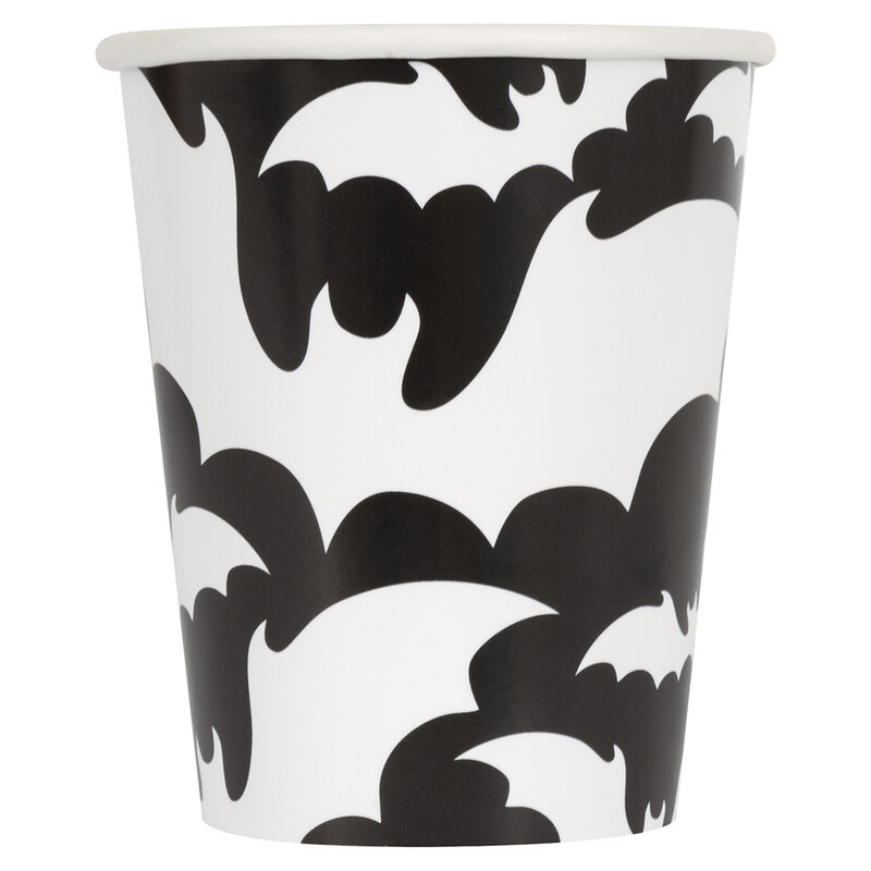 Unique Party Bats Halloween 9Oz Paper Cups, Pack Of 8