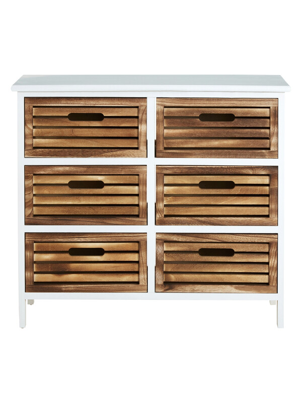 Storage Unit Portsmouth 6 Drawer White/Natural