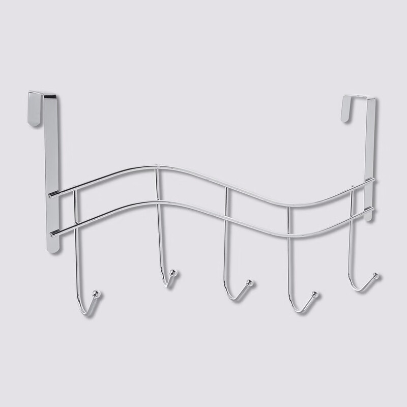 5five Metalen deurrek - 5 haken, grijs, 38,5 cm