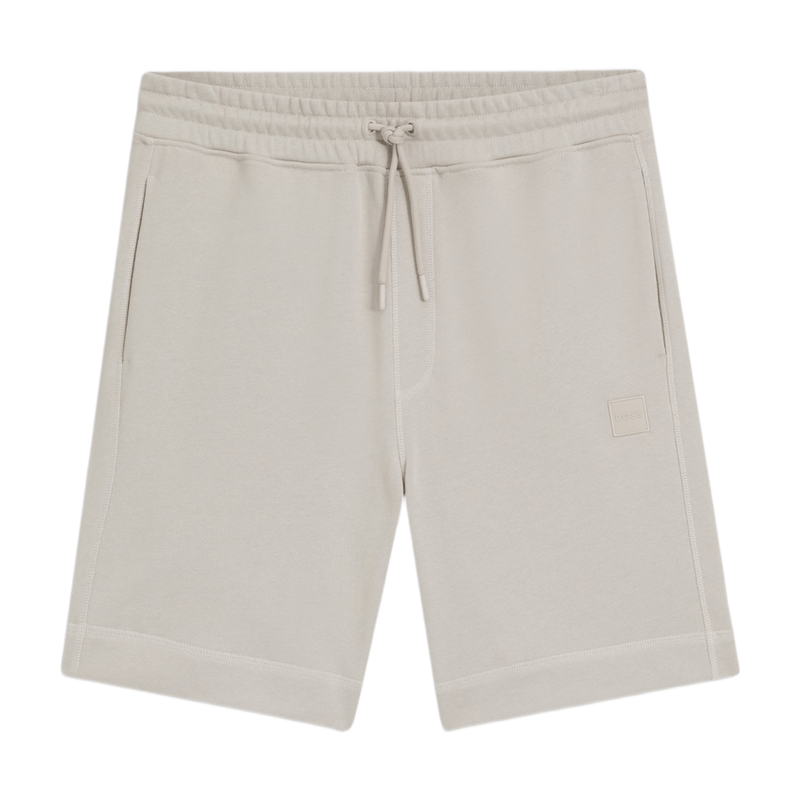 ‎Boss Boss Cotton-Terry Shorts With Logo Patch - Light Grey