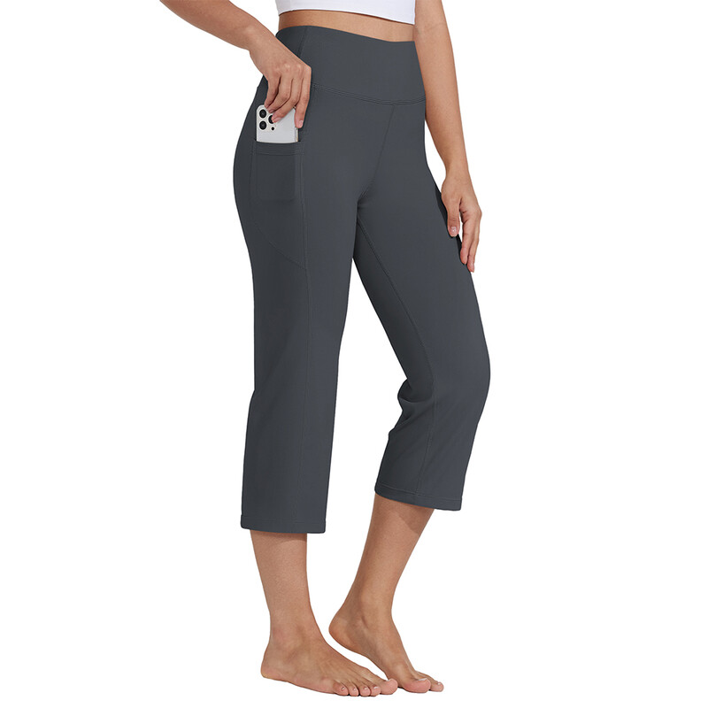 Women's Yoga Capris Pants High Waist Straight Leg Athletic Exercise Workout Capris 21