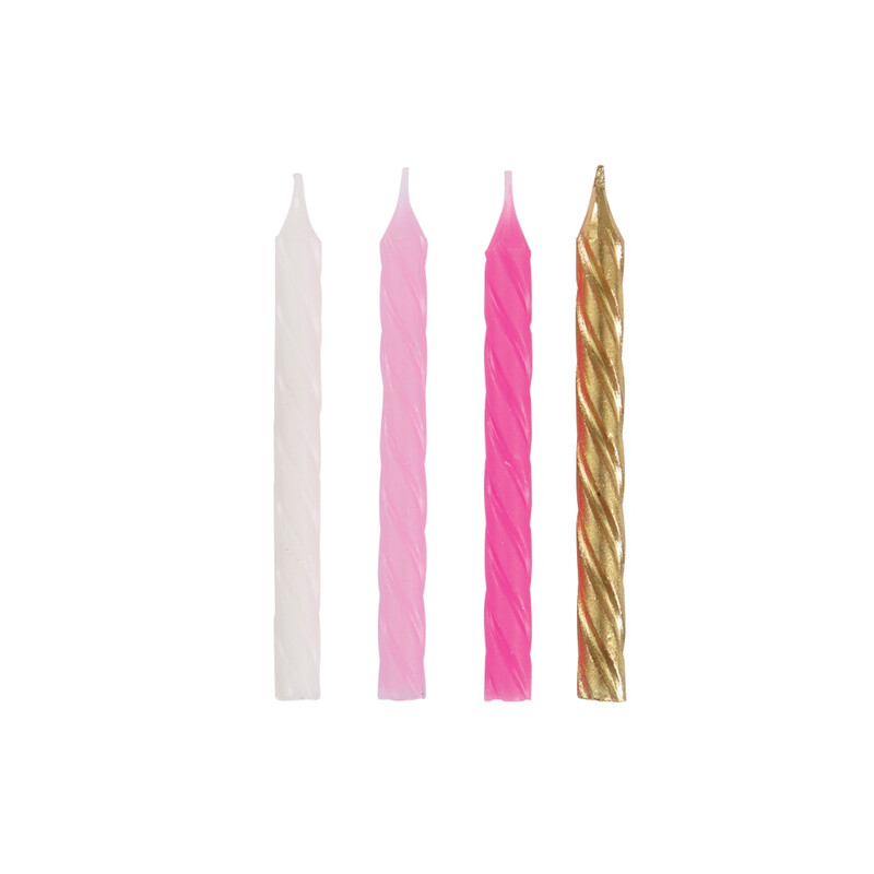 Unique Birthday Candles, Pink, White & Gold, 24 pack