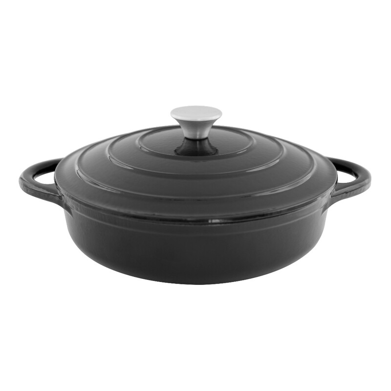 Cast Iron 28cm/2.5L Low Casserole Black