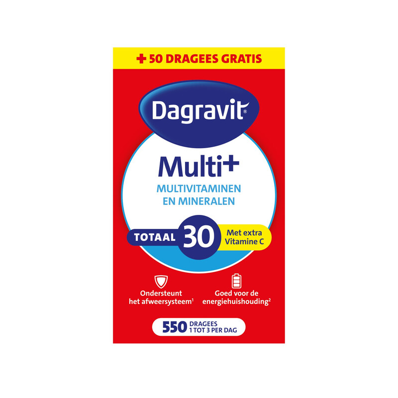Dagravit Multi+ Multivitaminen en Mineralen Total 30, 550 Dragees